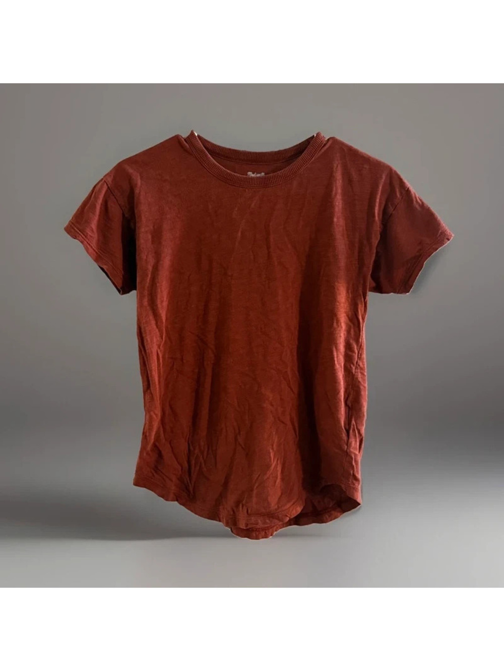 Madewell Women’s Small Rust Brown 100% Cotton Crewneck T Shirt Basic Tee